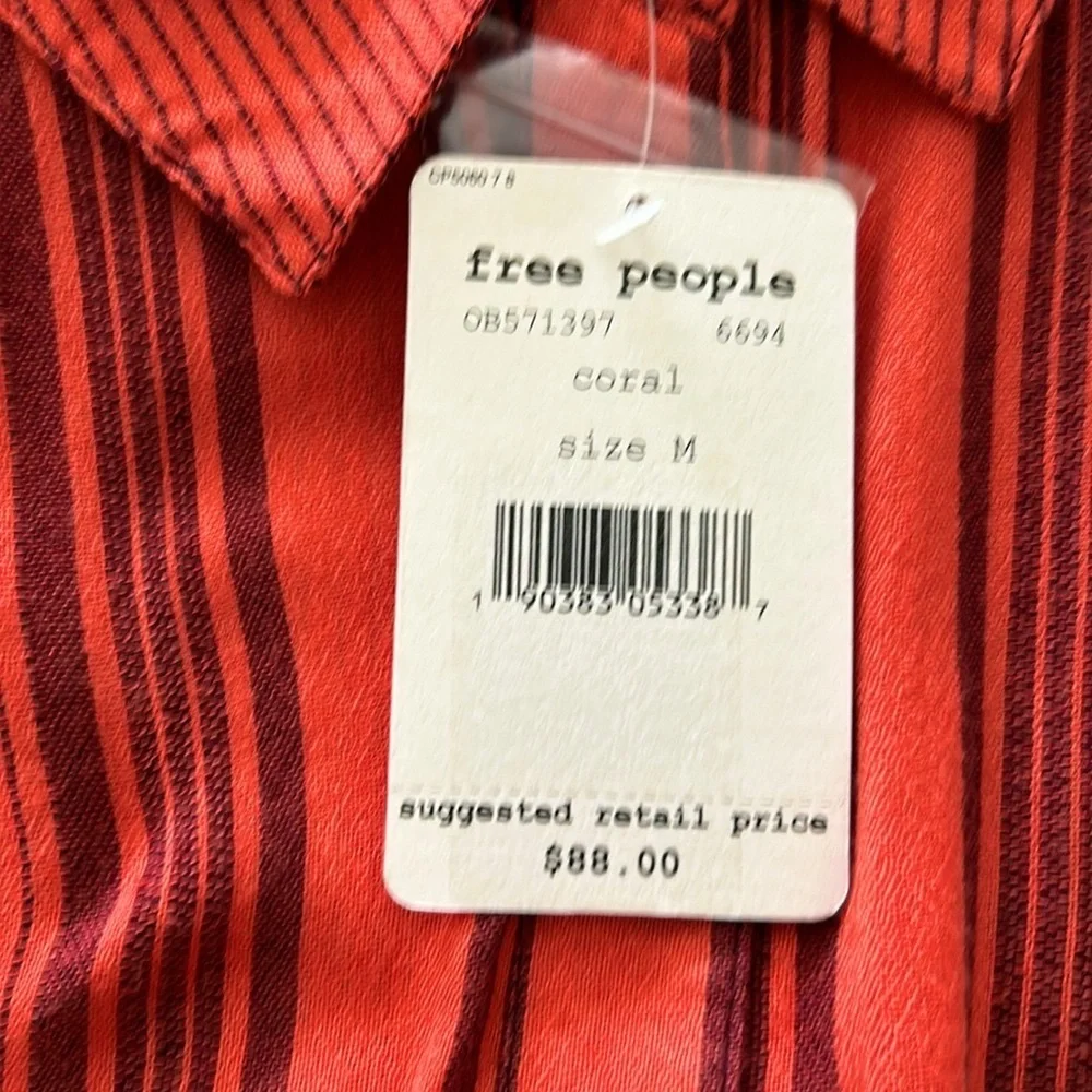 NWT Free People Women’s Baby Blues Ombre Striped Poplin Button Down Shirt - Picture 6 of 9